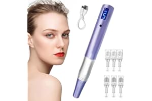 YAASIER Penna Elettrica Microneedling 0-2,5 mm con schermo LCD e 5 livelli, Elettrico Dermapen microneedling,professionale strumento di riparazione della pelle con microneedle per ringiovanimento, anti rughe