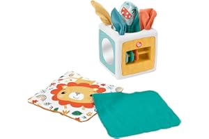 Fisher-Price 2-in-1 Babys Tücherbox - Sensorisches Spielzeug für Feinmotorik und Sinnesentwicklung, für Kinder ab 3 Monaten, HML64