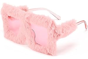 arrderly 1 Piece Oversized Plüsch-Sonnenbrille,Modische Personalisierte Sonnenbrille, Plüschrand Katzenauge Sonnenbrille,Partybrillen für Fasching Foto Requisiten Geburtstagsfeier
