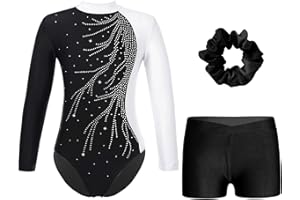 Oyolan Enfant Fille Justaucorps Gymnastique avec Short Ensemble Gym Tenue Patinage Danse Costume Spectacle