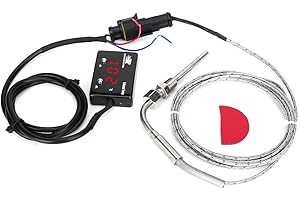 TBEST Exhaust Gas Temperature Display, Universal Digital Exhaust Gas Temperature Display with Sensor 0-1000C Car Exhaust Temperature Display Meter Exhaust Gas Meter Turbo Petrol Temp Meter Pointer, black