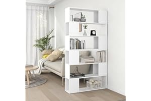 puraday Libreria/Divisorio Bianco 100x24x188 cm Libreria Da Parete Scaffale Da Parete Scaffale Legno Libreria Moderna Libreria Divisoria Ambiente Design Elegante E Classico