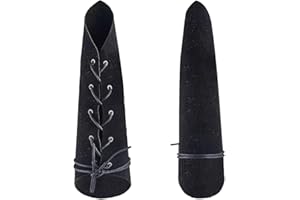 GORGECRAFT 2PCS Leather Arm Guard Medieval Black PU Leather Archery Bracers Retro Renaissance Suede Gauntlet Wristband Imitation Leather Arm Armor Cuff for Halloween Adult Knight Cosplay Costumes