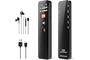 JUSTSTONE Digital Voice Recorder, Sprachaktivierung, One-Touch Recording 3072 Kbps Diktiergerät Aufnahmegerä mit Playback, Geräuschunterdrückung Audioaufnahmegerät für Meeting/Vortrag/Interviews/Klassen