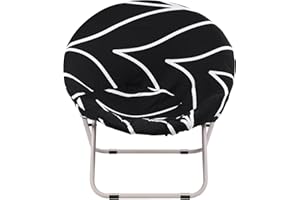 NIBESSER Copripoltrona Elasticizzato Rotondo Stampato Foderer per Poltrona Relax Moderno Lavabile Antiscivolo Coprisedia per Soggiorno Sala da Pranzo Cucina Bar Ufficio(Nero Linee)