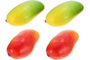 ‎GMMH GMMH Künstliche Deko Mango (4 Stück) - Lebensechtes Plastikobst, Plastikfrucht, Kunstobst, Frucht für Dekoration, Schaufenster, Haushalt, Küche, Party, Hotel