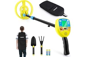 Détecteur de métaux pour Enfants, Towallmark Enfants - Détecteur de métaux léger avec écran LCD - Bobine de Recherche étanche de 7,5 Pouces - Potence réglable de 25 à 32 Pouces - Parfait pour métal