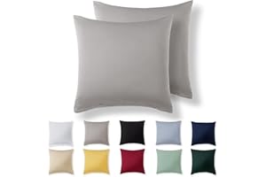Alreya Kissenbezug 80 x 80 cm (2er Set) - Hellgrau - 100% Jersey Baumwolle - Kissenhülle für Kissen 80x80 cm, Jersey Kopfkissenbezüge, Superweicher Kissenbezüge 80x80 mit Reißverschluss