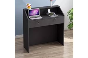 XJIE HOME Banco Reception con Cassetto Chiudibile A Chiave, Bancone Cassa, Tavolo da Banco Cassa al Dettaglio, Registratore di Cassa Multifunzionale, per Saloni di Bellezza, Minimarket, Negozi di Abbigliament