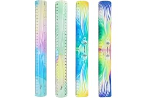 TQPUWT Flexible Set Règle multicolore, 4 pièces Règles douces et colorées, Règle en plastique incassable, Règles flexibles en plastique, pour école, salle de classe, bureau, multicolore, 30 CM