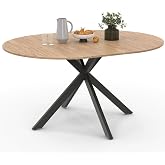 IDMarket Alix Extending Dining Table Round 4-8 People Wooden and Black Spider Legs 110-150 cm