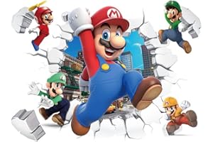 NVWANG Adesivo Murale Mario Decorazioni da Parete Super Mario Adesivi Murali Mario Bros Decorazioni Murali Mario Adesivi da Parete Adatto per Camera da Letto, Soggiorno, Murale, Arte