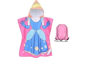MARYPATY Toalla Playa Niña Bebe de Baño con Capucha, Toalla Poncho Niño Toalla Infantil de Playa Toalla de Microfibra Poncho y Bolsa de Cordó, Surf para Baño Piscina Playa Niños de 2 a 8 Años (Estilo 2)