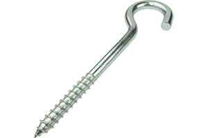 AERZETIX - C57995 - Juego de 10 ganchos cáncamos acodados para atornillar Ø8x80mm en forma C - gancho abierto con tornillo autorroscante - en acero galvanizado - color plata