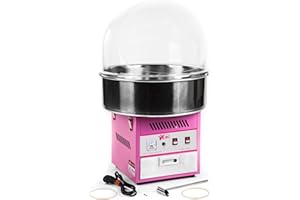 ‎ROYAL CATERING Royal Catering RCZK-1200E Zuckerwattemaschine Cotton Candy Machine mit Abdeckhaube Spuckschutz (Ø 52 cm, 1.200 W, 1 Einheit / 60 s, inkl. Zubehör) Pink