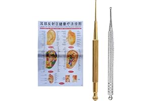 JOYJORYA Acupuncture Needles for Pain-Relief Acupuncture Pen Ear Reflexology Acupoint Probe (Dien Chan) Set of 2, Bonus Acupuncture Chart 60x50cm