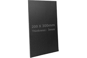 SUPAWAY 1 Pièce Plaque en Fibre de Carbone 200x300x3mm Tissu 3K Mat Plaque en fibre de carbone pour projets DIY fabrication de portefeuilles, pièces de modèles, réparations, cerfs-volants et avions RC