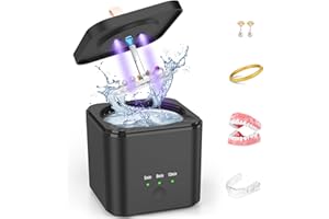 HOTOIQ Ultrasonic Cleaner for Dentures, Retainer, Aligner, Whitening Trays, Toothbrush Head, Ultrasonic Cleaner Machine 45kHz Ultrasonic Retainer Cleaner 190ML, for All Dental Appliances, Jewelry, Diamonds