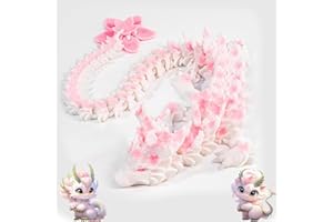 EWRGIJ 3D Printed Dragon, Pink and White Cherry Blossom Articulated Fidget Toy, Desk Decoration, Dragon for Display Collection and Unique Girl Toy Gift