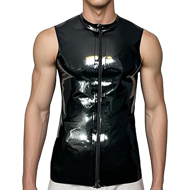 Maglietta Muscolare Pullover Moda Uomo Top In Ecopelle Night Clubwear Costume Tagliato Elastico Sexy Dance T Shirt Party - Foto 2