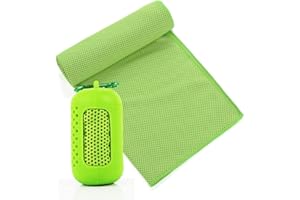 Feicuan Microfibre Towel for Gym Beach - 90x30cm/35.4"x11.8" Fast Drying Towels Compact with Silicone Storage Holder Cooling Towel Lightweight Absorbent for Sports, Swimming, Camping, Hiking, Grey