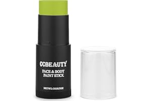 CCbeauty Ogre Green Face Paint Stick,Face Painting Kit,Professional Body Paint For Adults Kids,Non Toxic SFX Makeup For Shrek Disgust Goblin Halloween Costume Cosplay,Full Coverage Painting Foundation