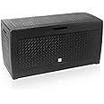 CASARIA® 310L Plastic Garden Storage Box | Rolling Wheels | Outdoor Cushion Patio Deck Box |Side Carry Handles | Lockable | Weather Resistant | 119x48x60cm | Woven Effect | Anthracite
