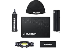 RunRep Running Gift Box for Runners, Running Gifts for Men and Women with Running Head Torch, Water Bottle, Waist Bag, Headband, Cap, Running Accessories for Hiking Jogging Marathons