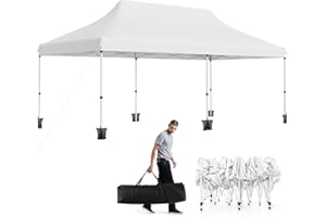 GOPLUS Tonnelle Pliante 3x6m Imperméable, Tonnelle Barnum Pliante 3x6 de Jardin Exterieur, Sac de Transport, Sac Lesté, Pavillon de Jardin Pop-Up pour Fête, Mariage (Pliable,Blanc-sans Bâche)