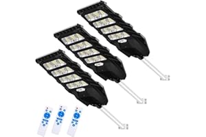 ‎LEDMO ledmo 3 Pack 400W LED Solar Straßenlaterne Outdoor Dusk to Dawn Solar Straßenlaternen mit Lichtsteuerung & Bewegungssensor Solar Straßenlampe Kaltesweiß 6000K
