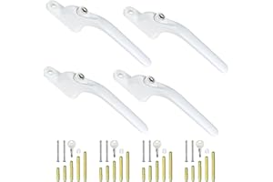 VONLUX 4Pcs Window Handles for UPVC Windows with 20Pcs Multi-Spindle and Keys, Universal Window Lock Replacement Window Handle, Lockable White Window Handle, 10/15/30/43/55 mm Spindle
