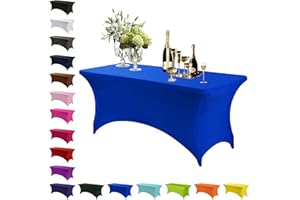 Mienocol Manteles de elastano azul, mantel rectangular elástico de 6 pies, lavable, universal, para patio, cocina, evento, boda, cóctel, bar, exposición, banquete, fiesta