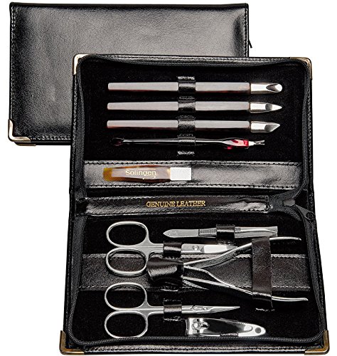 Maniküre-Set, 10 tlg., Kosmetex Etui mit Rindsleder gefüttert mit feinsten Solinger Maniküre Instrumenten. - 4