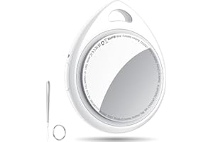 QCOQ Air Tracker Tag 1 Pack, White | Smart Bluetooth Tag Compatible with Apple Find My (iOS Only), Item Locator with Keychain/Lanyard for Keys/Luggages/Wallets/Suitcases, Replaceable Battery, 100dB