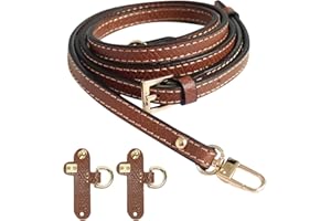 Hugwait Correa de Hombro Ajustable 100-120cm y Extraíble con 2 Gancho en Forma de D Adaptadores, Correa para Bolso de 1 cm de ancho No Perforada, Kit de Conversión Universal en Cuero Marrón