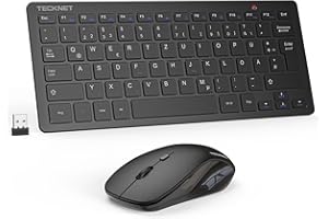 ‎TECKNET TECKNET Kabelloses Tastatur Maus Set, Deutsch QWERTZ Layout, 2.4 GHz Funk Mini Tastatur Mouse, 15m Reichweite Verbindung, Wireless Leise Funktastatur mit Maus für PC, Laptop, Smart TV, Schwarz