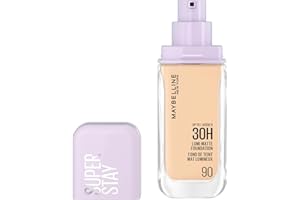 ‎MAYBELLINE Maybelline New York 30H Lumi Matte Foundation, Langanhaltend ultra-frischer Look mit mattem Finish, Aufbaubare & lichtreflektierende Foundation, Farbe: 90 Sehr Hell-Hell, Neutral, Superstay