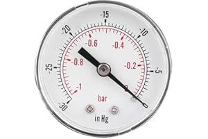ACOGEDOR Vacuometro ， 1/8 BSPT Collegamento posteriore Vacuometro ， -1-0Bar, -30-0inHg, misuratore di gas aria olio olio Display Dial quadrante 50mm Display, per compressore d'aria acqua olio gas