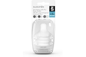 Suavinex Confezione 2 Tettarelle Simmetriche in Silicone SX Pro, Flusso Medio, 3 Mesi, con Sistema Anticoliche