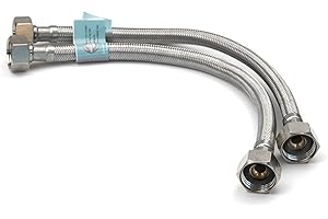 Xcel Home Flexible Hose Pipe Pair, 1/2" x 1/2" BSP 300mm Stainless Steel Flexi Pipes, Rust-Free Corrosion Resistant Monobloc Tap Connector, Replacement for Kitchen Sink & Bathroom Basin