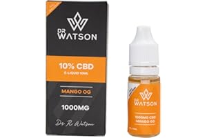 DR WATSON Líquido para vapear CBD Dr. Watson | Sabor Mango Kush 1000mg | 10 ml de E-líquido de primera calidad con terpenos naturales para cigarrillos electrónicos