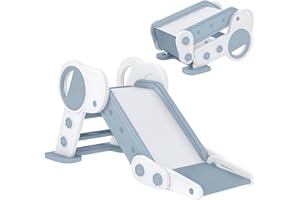 AIYAPLAY Kids Slide Freestanding Toddler Slide Foldable for Indoor Outdoor 1.5-3 Years Old, Grey