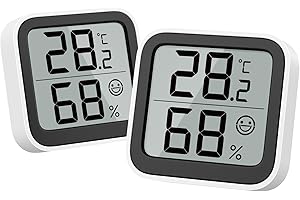 NOKLEAD Termometro Misuratore di umidità Interno Mini igrometro Monitor Dispositivo di misurazione della temperatura ambiente con icona facciale Indicatore di comfort Interruttore ℃/℉ per ufficio(2)