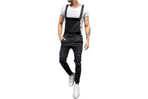 VOKKRV 2023 Salopette da Uomo in Denim Jeans Pantaloni Salopette da Lavoro Moda Jeans Strappati Pagliaccetti Tute Larghi da Lavoro Cargo Pagliaccetti con tasche Casual Salopette Jumpsuit