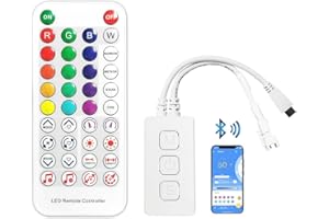 iNextStation SP611E Bluetooth LED Controller RGBIC LED Strip DC 5-24V mit IR Fernbedienung APP Steuerung, Musik Sync, Timer, LED Controller für RGBIC 5050 2835 3535 LED Streifen Lichtband