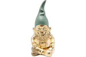 Kare Design Deko Figur Zwerg Sitting, Gold/Grün, Deko Objekt, Dekoration für Wohnzimmer, Schlafzimmer, Büro, Regale, Gartenzwerg, Accessoire, 19x9x9 cm (H/B/T)