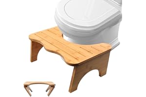 MaxEarn Fizjologiczny taboret toaletowy z bambusa, składany taboret toaletowy dla dzieci, taboret do toalety, podnóżek z drewna, podnóżek do schodków, zapobiega zapchaniu, podnóżek, 1448