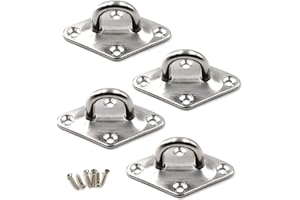 FLOMORE M8 Patère de fixation au plafond Crochet de fixation murale en acier inoxydable 304 pour balançoire de yoga, quincaillerie pour bateau Paquet de 4 (vis incluses)