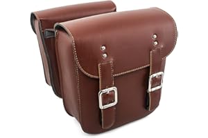 APEBAZY Motorcycle Saddle Bags Throw Over Saddlebags Side Bags for Sportster Softail Dyna Road King Synthetic 2 Pack PU Leather Universal Panniers Brown
