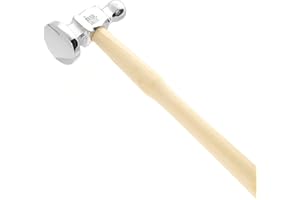 The Beadsmith Two-Sided Chasing Hammer - 10.75 Inches Wooden Handle, 2.25” Steel Head with a 14mm Ball Pein & 1.1"/ 28mm Domed Face - Tool Used to Add Texture and Dimension to Metalwork, 4oz./113g